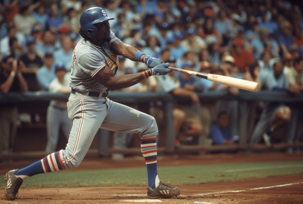 In this image, we see a baseball player swinging a bat at a ball during a game. The player is wearing sneakers, a helmet, gloves, and a bracelet. The background shows a crowd of spectators watching the game. The player''s intense focus and athletic stance indicate a moment of action and concentration. The player''s outfit consists of a hat, belt, and sneakers, all contributing to the overall sporty look. The scene captures the excitement and energy of a baseball game, with the player poised for a powerful hit.