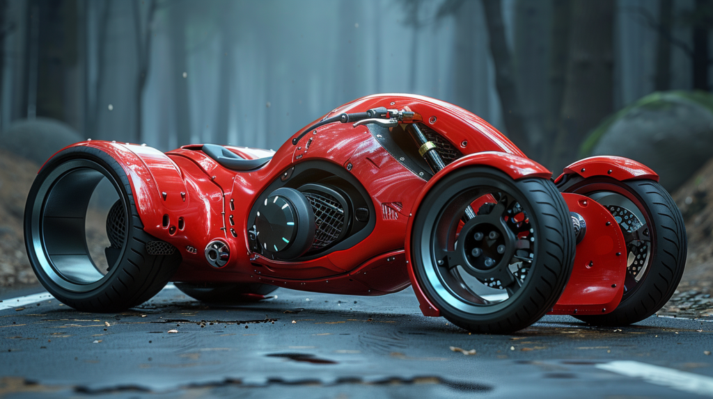 A vibrant red motorcycle with a sleek black seat is parked on the side of a road. The motorcycle is the focal point of the image, standing out against the pavement. The black seat contrasts beautifully with the red body of the motorcycle. The scene exudes a sense of freedom and adventure, inviting viewers to imagine the thrill of riding such a powerful machine. The motorcycle appears well-maintained and ready for a thrilling ride down the open road. This image captures the essence of motorcycling and the excitement it brings to riders.