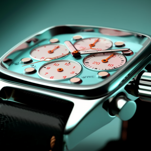 A close-up image of a watch with a blue face is shown in this photo. The watch has a striking blue dial, which contrasts beautifully with the brown strap. The intricate details of the watch face can be seen clearly, with the time displayed prominently. The overall color scheme of the watch includes shades of blue, brown, and black. The background of the image appears to be dark, suggesting that the watch may be photographed at night. The watch itself appears to be a stylish and modern design, with gears and other elements visible on the face.