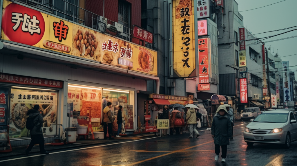 The image shows a bustling city street filled with a diverse crowd of people walking and cars driving by. The street is busy with activity, with individuals of various ages and genders strolling along the sidewalk. Some are carrying backpacks, while others are holding umbrellas, indicating different weather conditions. The architecture of the buildings lining the street is visible, with signs and displays catching the eye. The scene captures the essence of urban life, with individuals going about their daily routines amidst the hustle and bustle of the city.