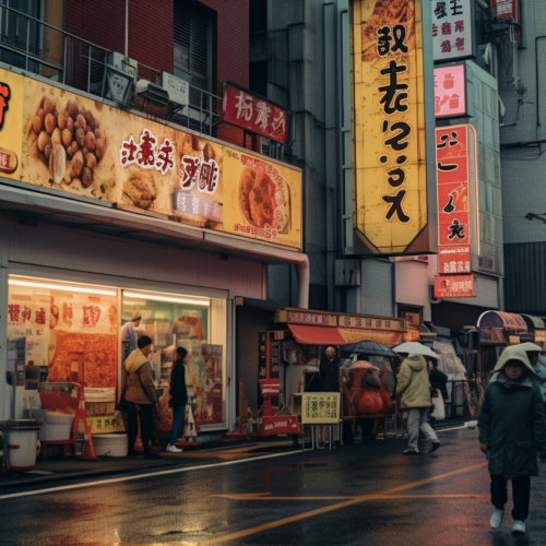 The image shows a bustling city street filled with a diverse crowd of people walking and cars driving by. The street is busy with activity, with individuals of various ages and genders strolling along the sidewalk. Some are carrying backpacks, while others are holding umbrellas, indicating different weather conditions. The architecture of the buildings lining the street is visible, with signs and displays catching the eye. The scene captures the essence of urban life, with individuals going about their daily routines amidst the hustle and bustle of the city.