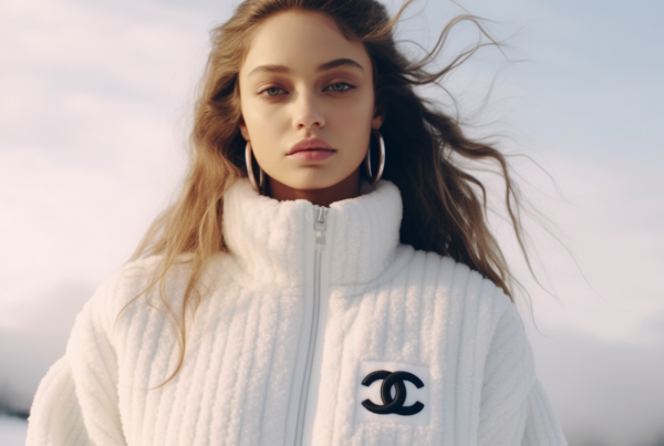 In this image, we see a stylish woman wearing a white jacket and large hoop earrings. She exudes confidence and elegance with her fashion choices. The white jacket complements her skin tone beautifully, and the hoop earrings add a trendy touch to her overall look. Her hair is long and flowing, adding to the sense of sophistication. The woman''s outfit is perfect for a fashionable outing or event. The color palette of the image is primarily soft whites and browns, creating a chic and polished aesthetic. This image captures a modern and fashionable woman at her best.