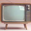 A small television set with a wooden stand is depicted in the image. The television has a retro look and features an antenna on top. It is white in color and sits on a wooden stand. The stand is sturdy and complements the overall vintage aesthetic of the television. The television set is placed against a pink background, adding a pop of color to the scene. The electronic device appears to be in working condition, with its old-fashioned design giving it a nostalgic charm. No objects or people are visible in the image.