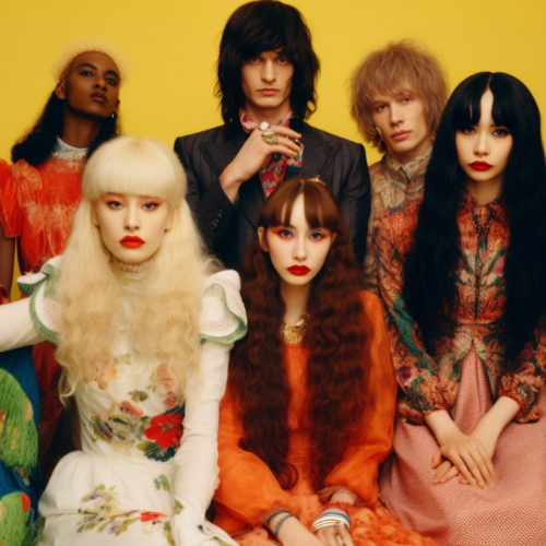 A diverse group of people are gathered together, showcasing a variety of long hair styles and colorful wigs. The scene is vibrant and lively, with individuals wearing a mix of casual and stylish outfits. Some are accessorized with bracelets and necklaces, adding a touch of flair to their looks. Both men and women are present, with some individuals wearing wigs in shades of pink and red. The group exudes a sense of fun and creativity, making a striking visual statement with their long locks and bold fashion choices.